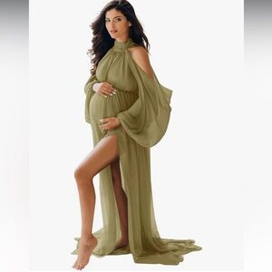 Green Chiffon Maternity Dress